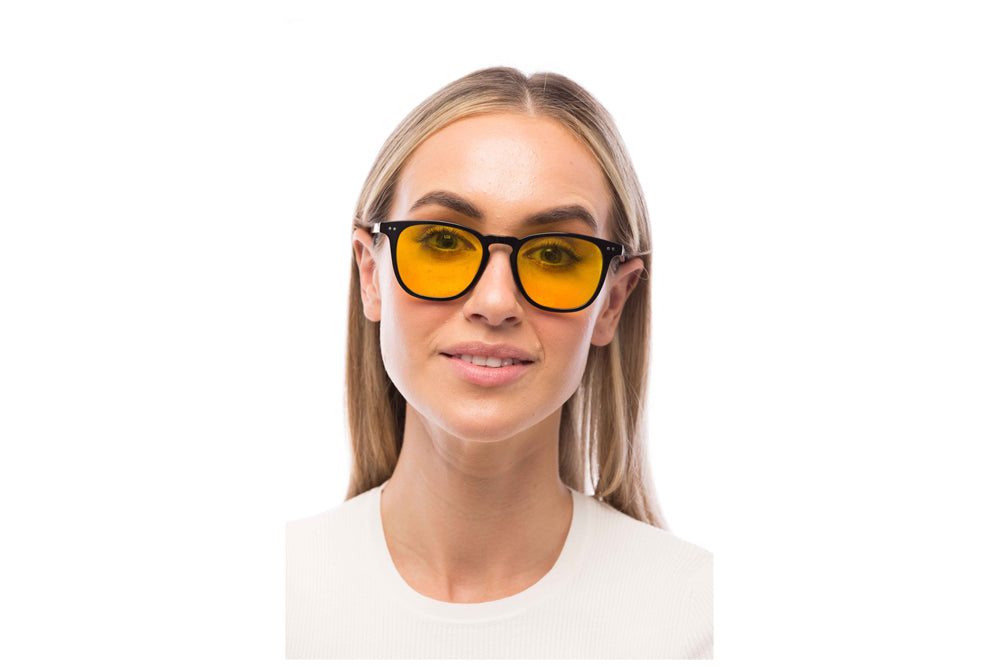 Woman Wearing Parker Light Sensitivity Glasses Prescription
